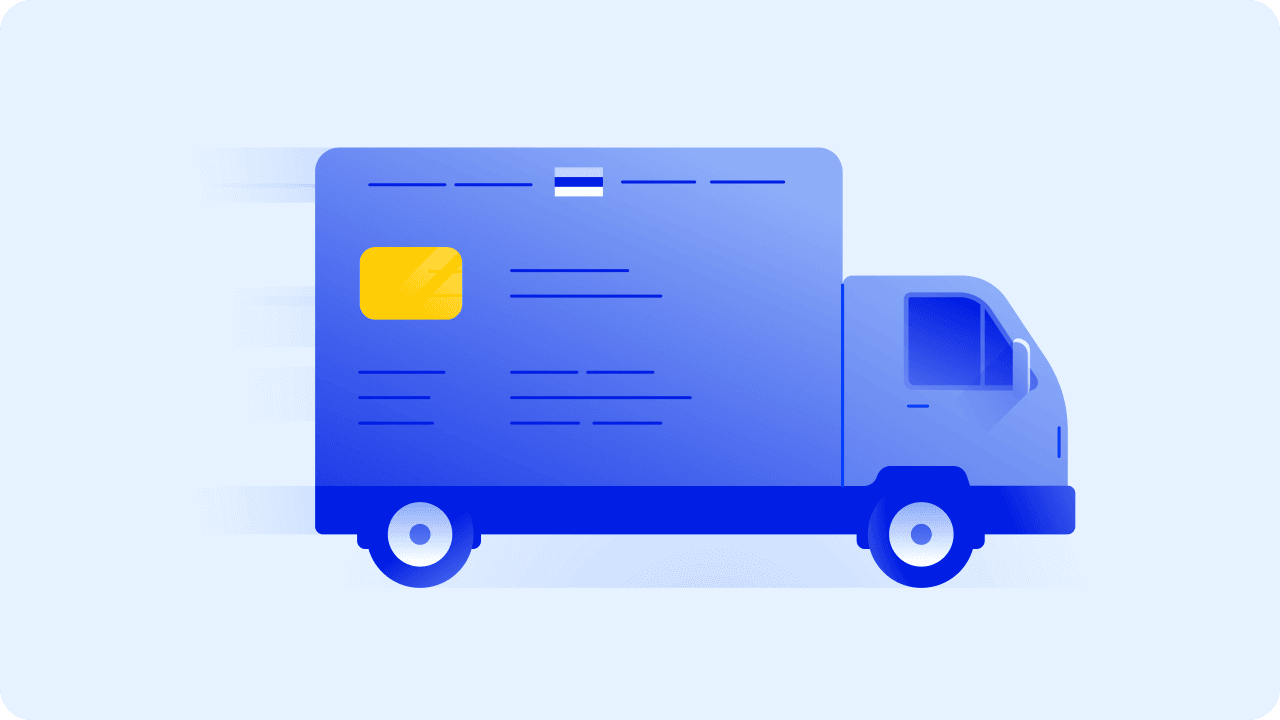 Card delivering with a secure van illustration