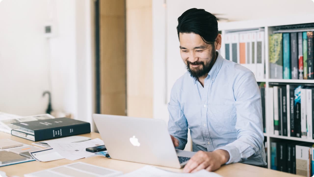 Man working on a laptop