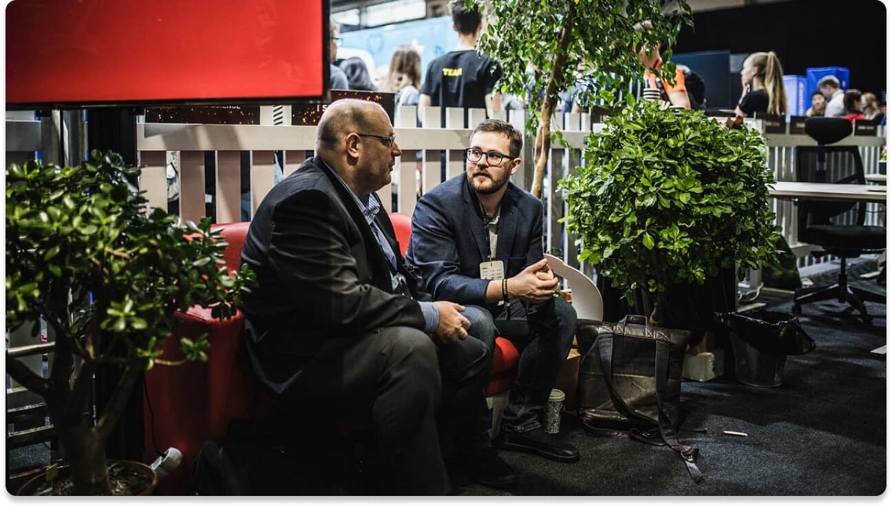 Entrepreneurs networking at an event