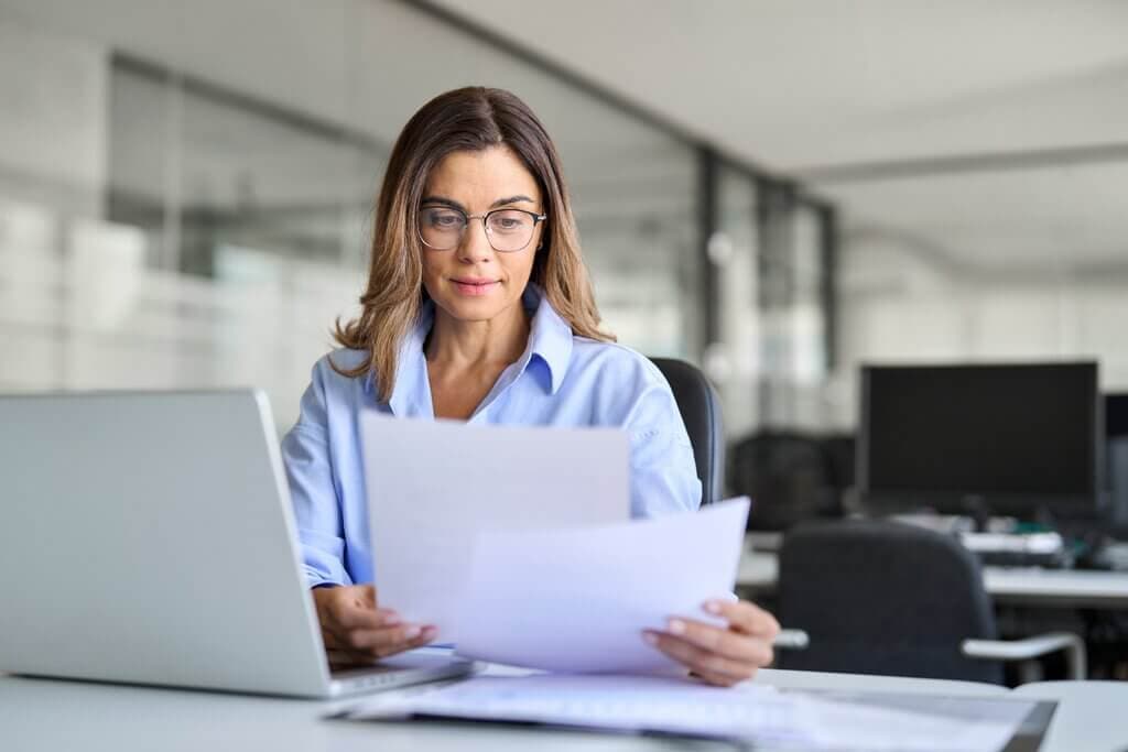 Woman working on laptop