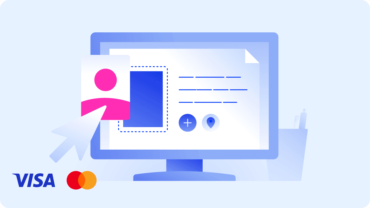 Online application uploading photo illustration