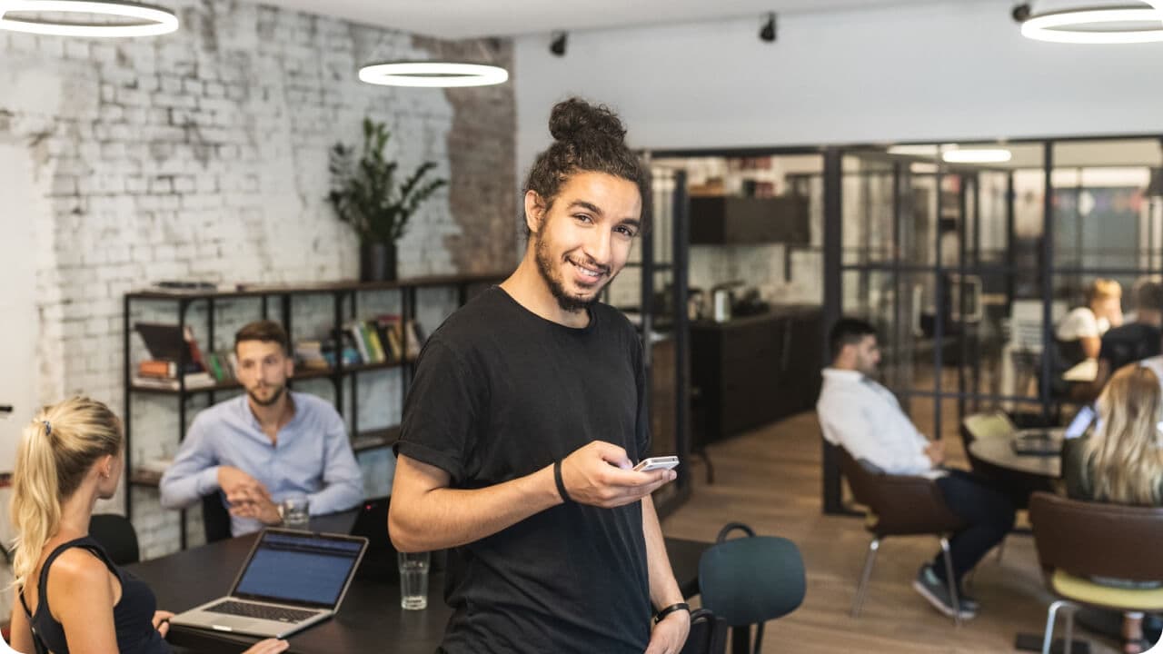 Man at coworking space