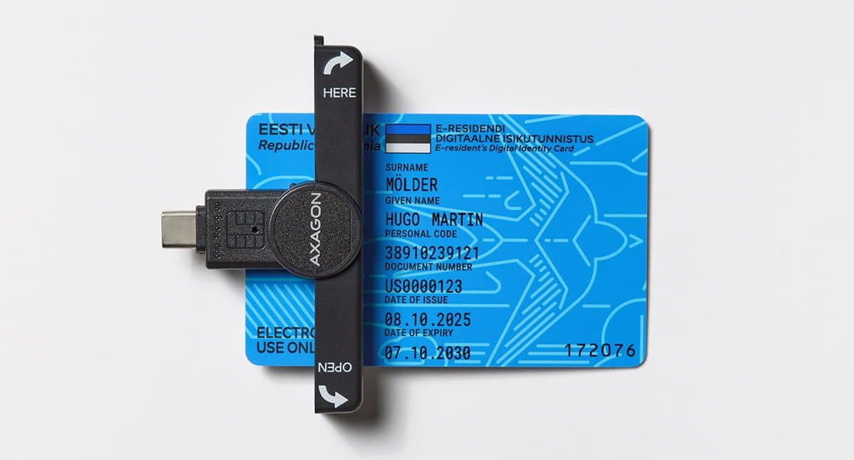 An e-Residency digital ID card in a secure card reader