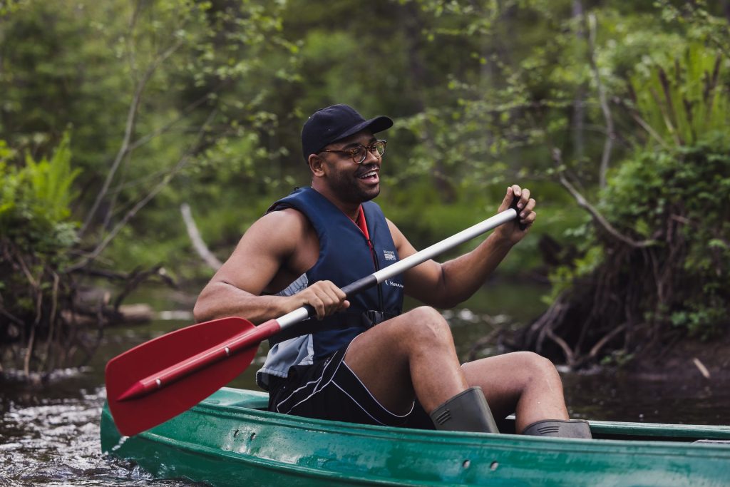 Man with canoe