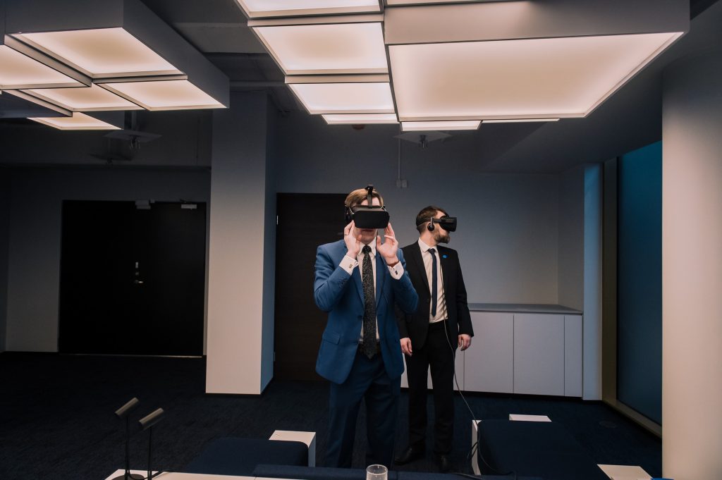 Two businessmen with VR glasses