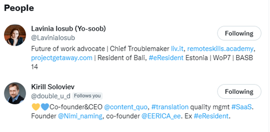 E-residents add their identity to their Twitter profile to demonstrate their identity.