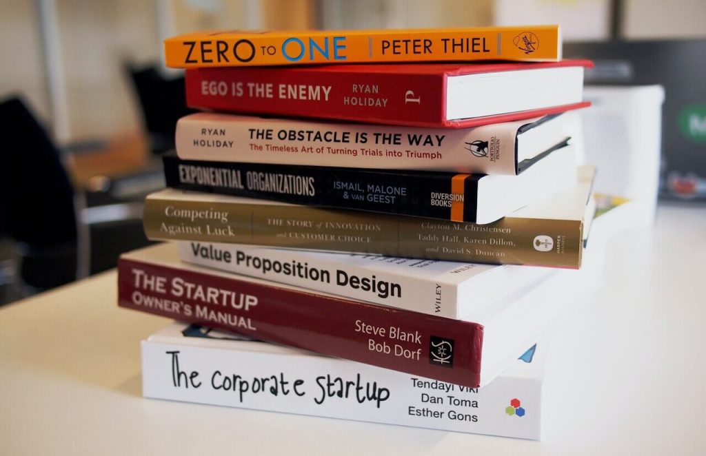 Photo of a pile of business self-help books
