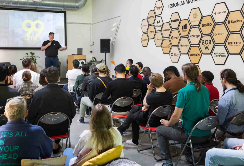 Study trip participants listen to Frank Sondors, CEO & Co-founder of Salesforge, which began as an Estonian startup.