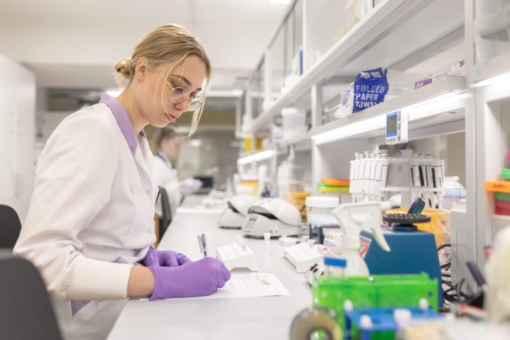 A woman doing research in a lab
