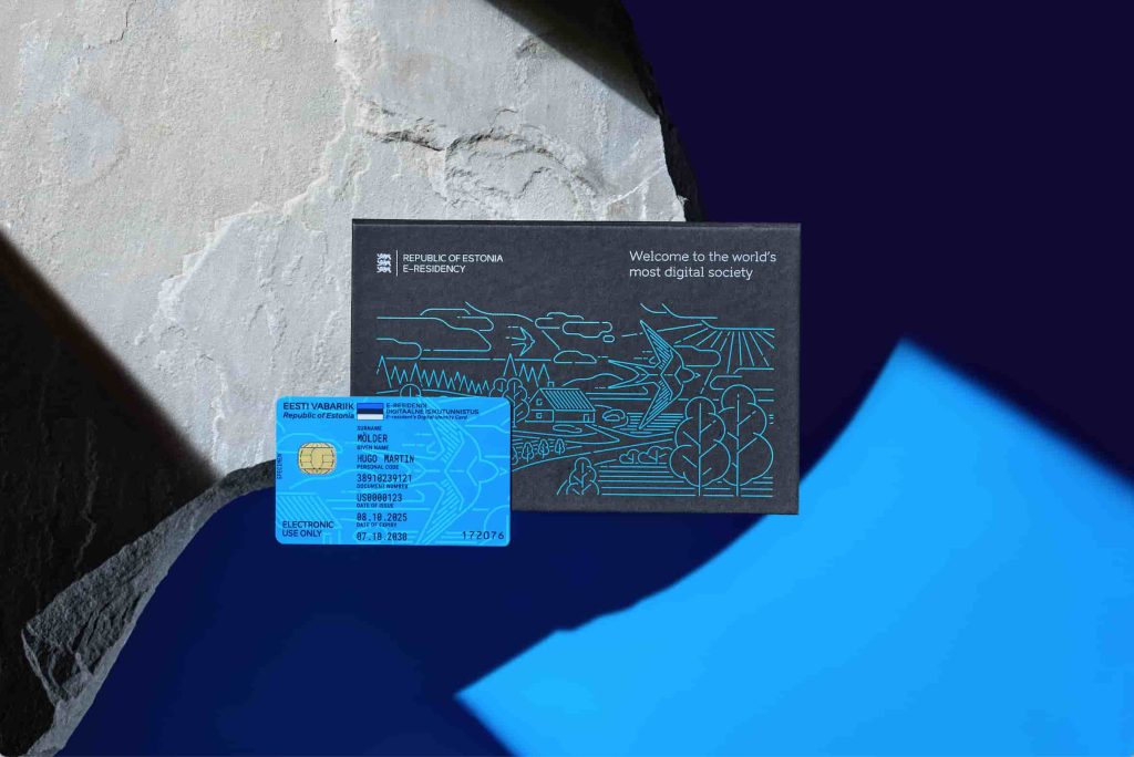 An e-Residency card and welcome kit