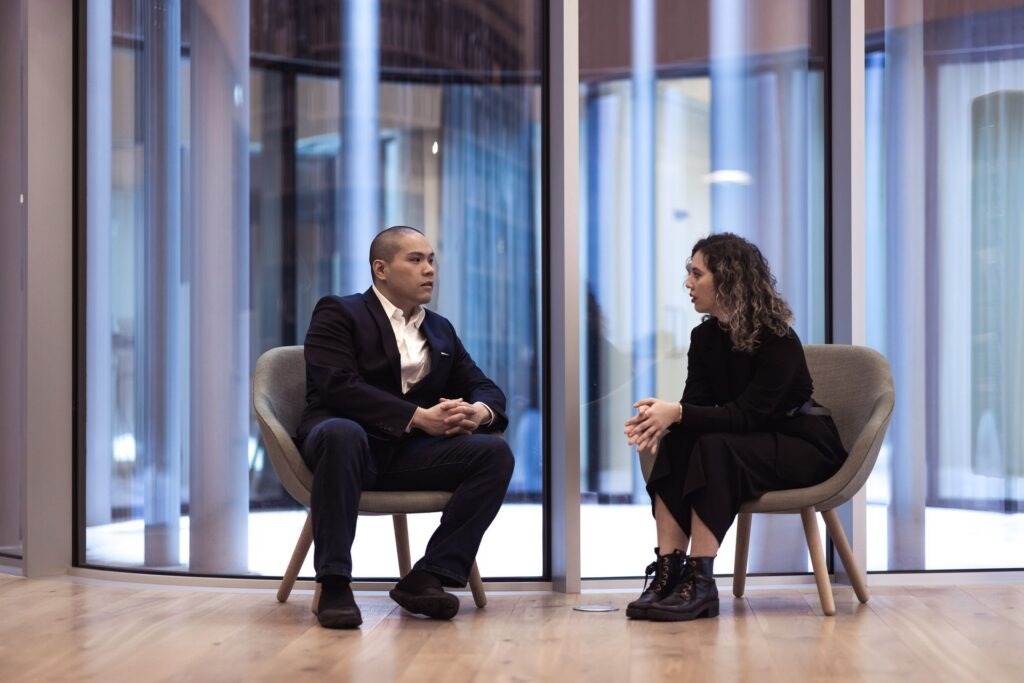 Two people having a conversation