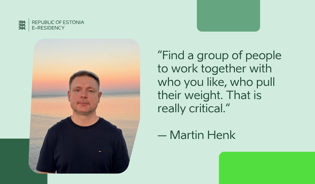 A photo of Martin Henk with a quote about choosing cofounders for a startup