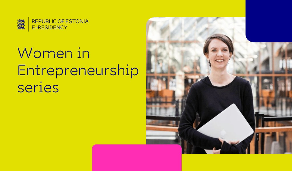 A woman holding a laptop and the text "Women in Entrepreneurship series"
