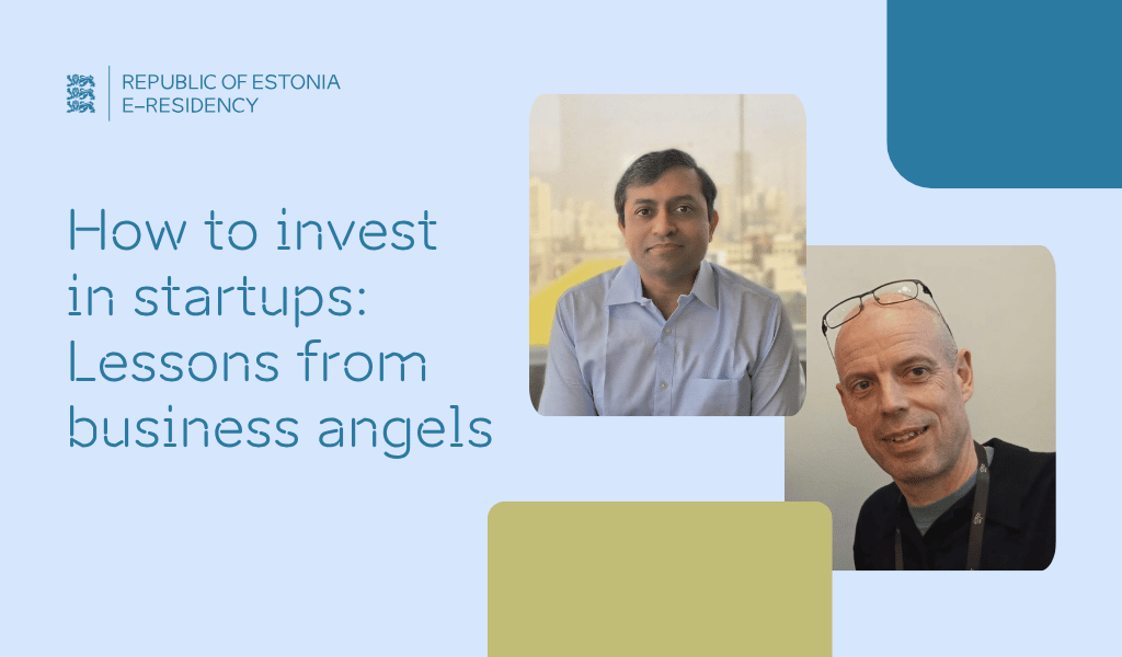 Photos of two business angels and the text "how to invest in startups"