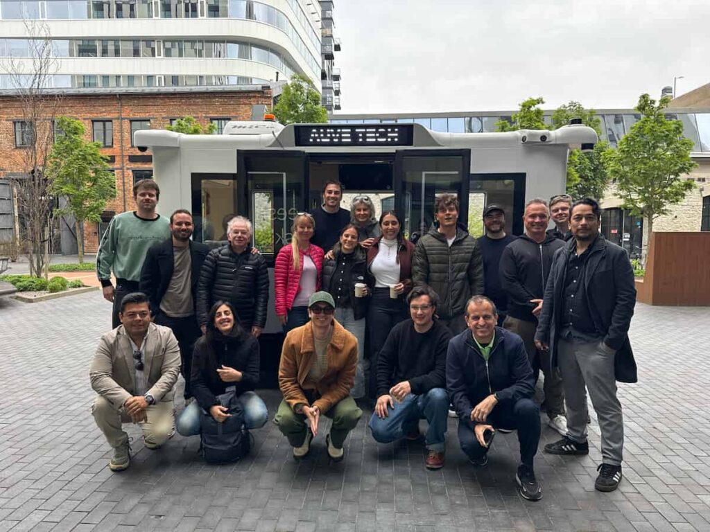 Scaleup Gateway participants take a ride in an Auve Tech self-driving vehicle in Tallinn