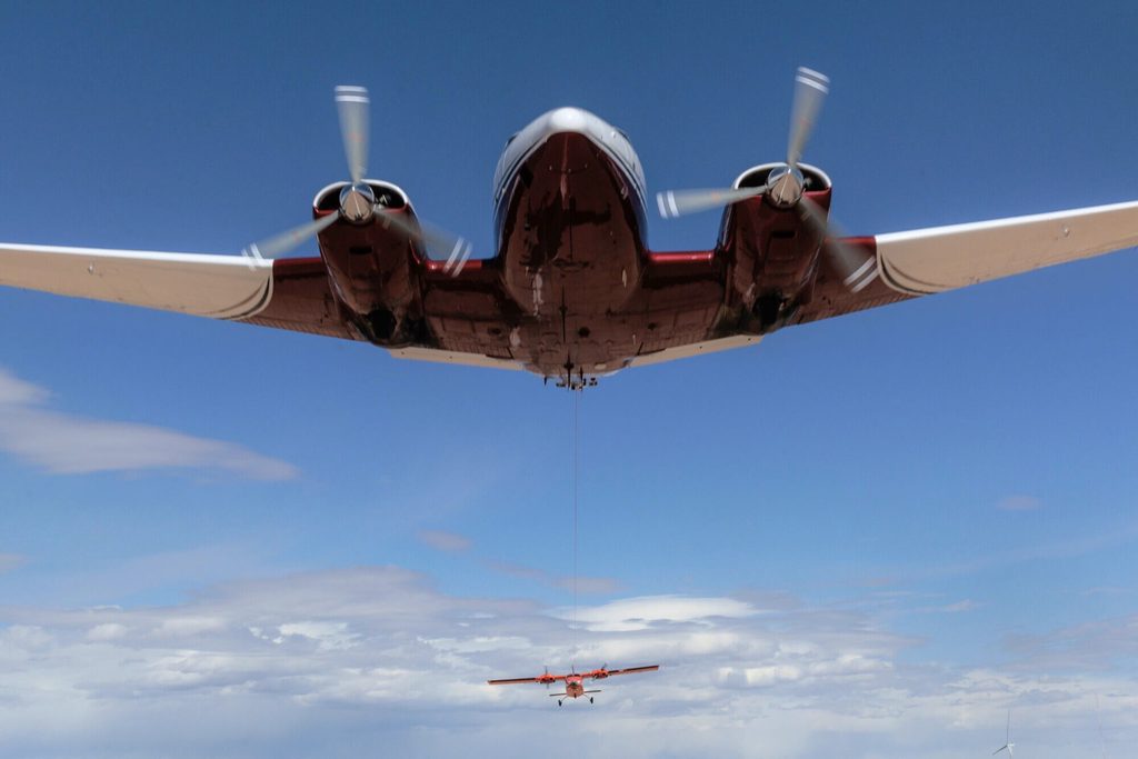 Aerolane is a new cargo transport solution where one cargo aeroplane tows another like a glider
