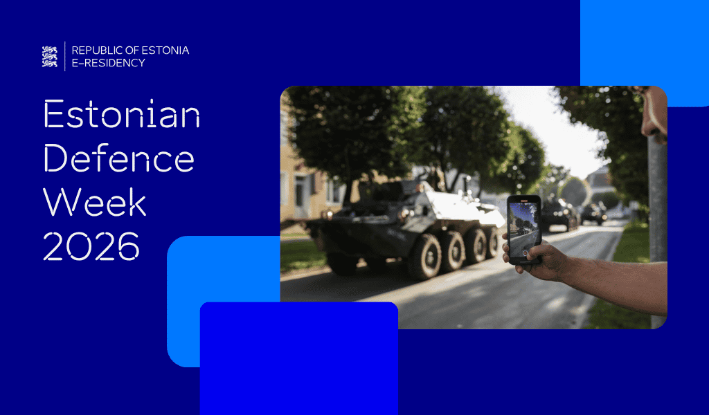 A graphic with the text Estonian Defence Week 2026 and a photo of a tank